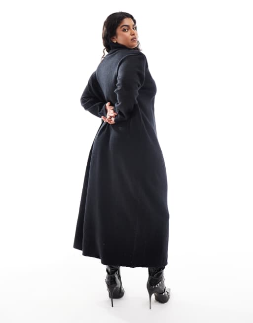 Pretty Lavish Curve - Robe longue en maille à col montant - Noir , 3 de 4