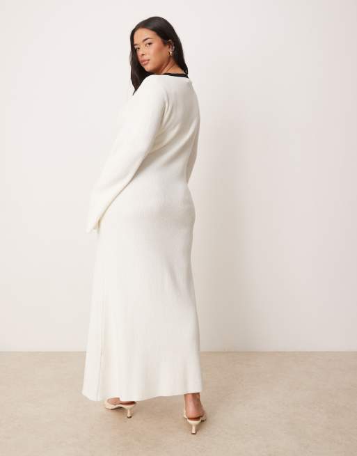 Pretty Lavish Curve - Robe longueur mollet en maille à coutures contrastantes, 3 de 4