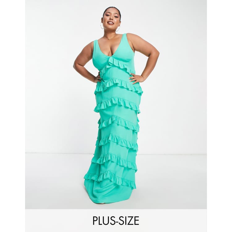 emerald green maxi dress plus size Tiffany 16132 Long Plus-Size Prom Dress main image 1