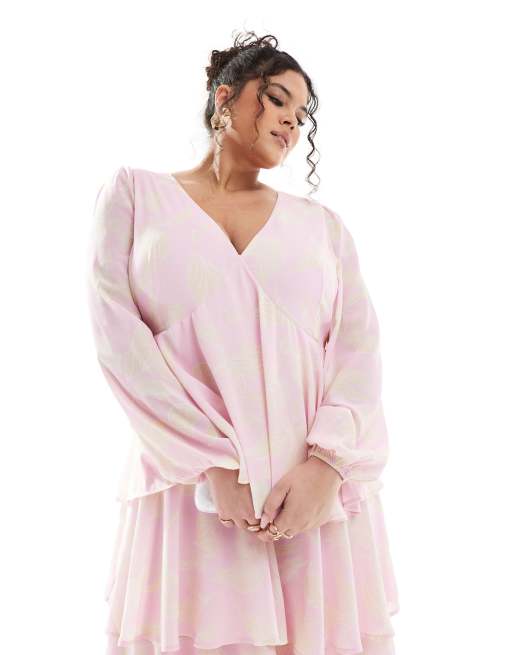 Pretty Lavish Curve ruffle maxi dress in pink floral