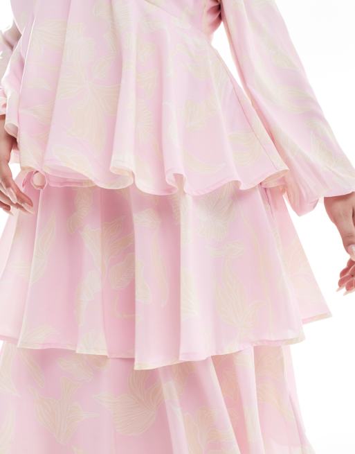 Pretty Lavish Curve ruffle maxi dress in pink floral