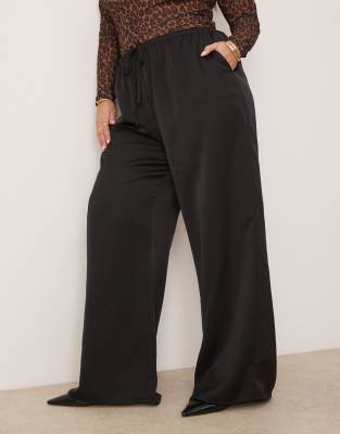 Pretty Lavish Curve Satin Drawstring Pants In Black