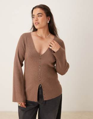 Pretty Lavish Curve - Strickjacke in Braun