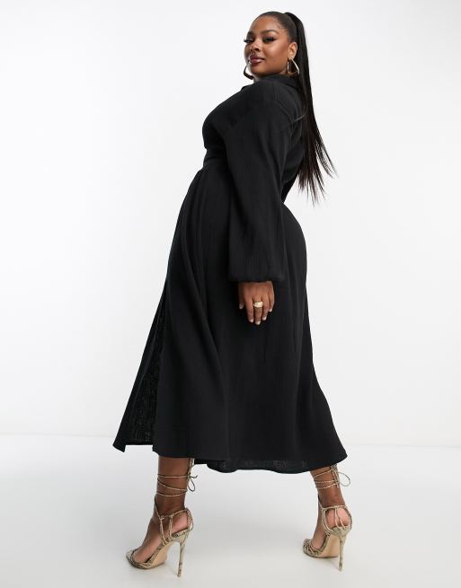 Pretty Lavish Curve – Svart skjortklänning med smock, 4 av 4