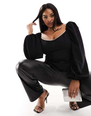 Pretty Lavish Curve - Top corset ornementé - Noir