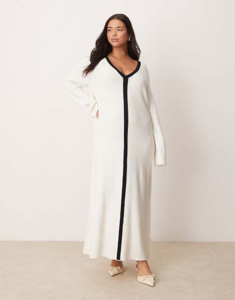 Pretty Lavish Curve - Vestito in maglia con gonna al polpaccio e cuciture a contrasto - view 1