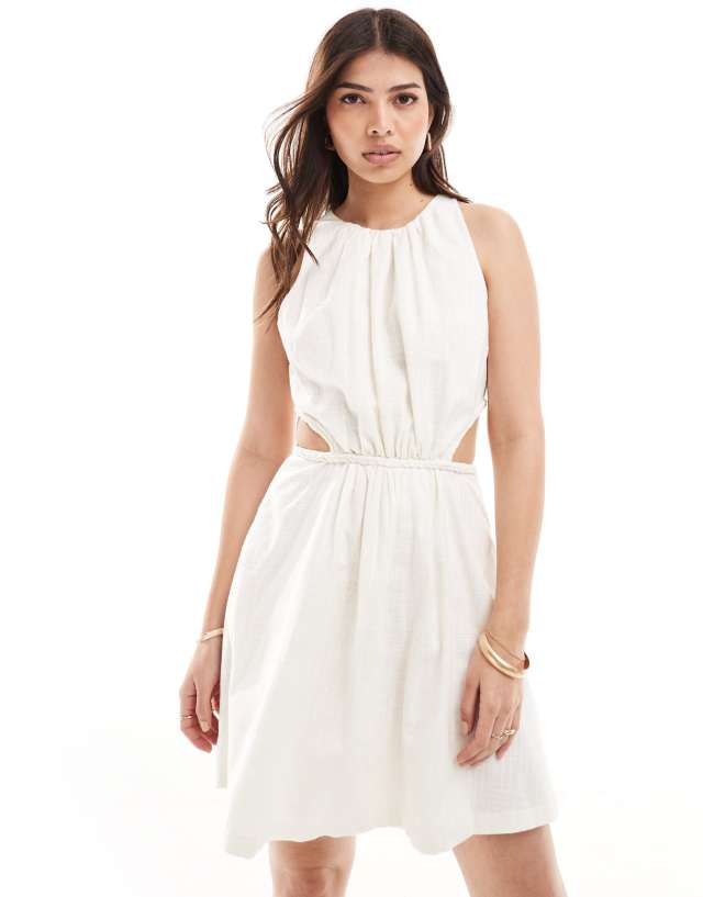 Pretty Lavish - cut-out cotton mini dress in cream