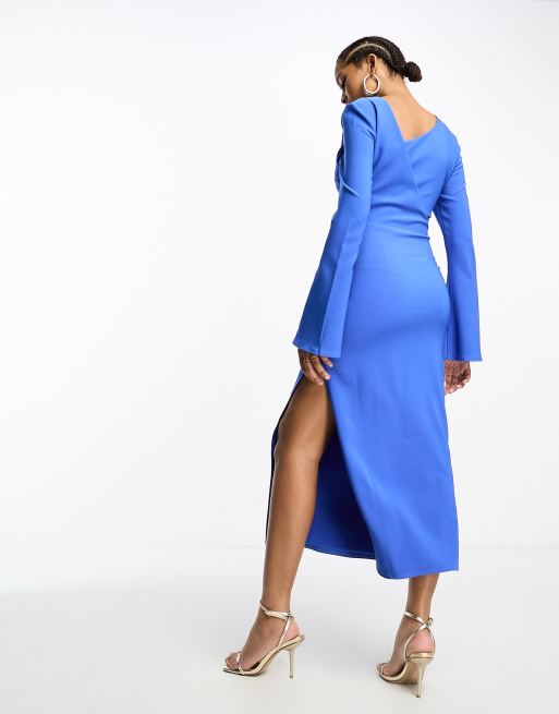 Pretty Lavish cut-out long sleeve midaxi dress in cobalt