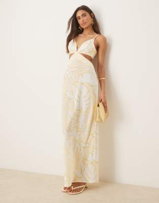 Pretty Lavish cut-out maxi dress in lemon floral - view 1