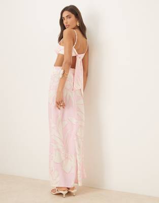 cut-out maxi dress in pink floral-Multi