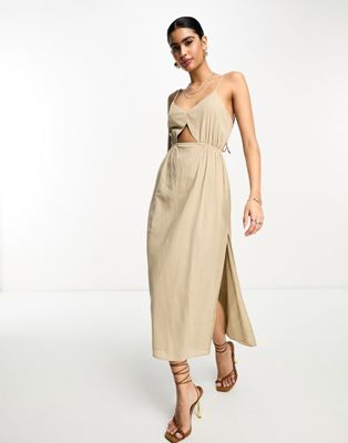 The Drop Women's Ana Silky V-Neck Midi Slip Dress : : Clothing,  Shoes & Accessories
