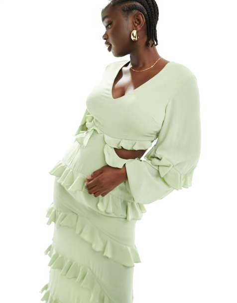 Green maxi 2024 dress wedding guest