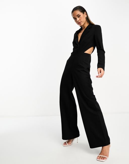 Pretty Lavish cut-out tailored jumpsuit in black | ASOS