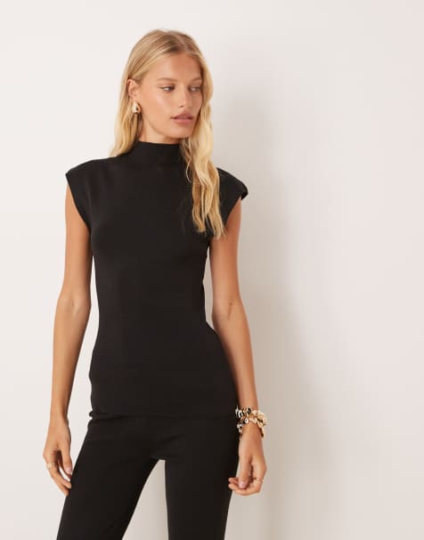 Pretty Lavish high neck knit top co-ord in black