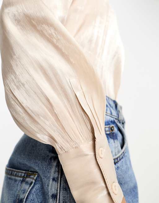 Pretty Lavish - Doorschijnende blouse in champagne goud, 4 van 4