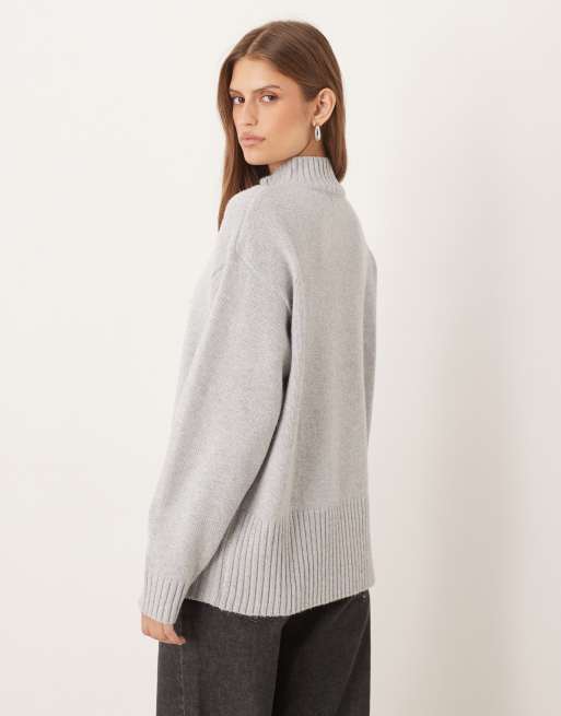 Pretty Lavish double-ended zip knit cardigan in grey, 3 of 4