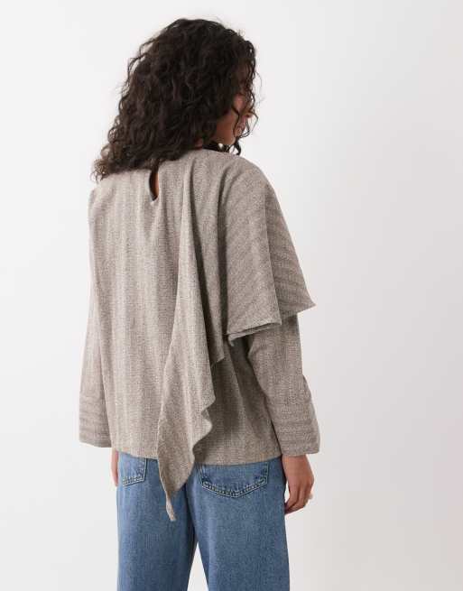 Pretty Lavish draped long sleeve jumper co-ord in grey, 3 of 4
