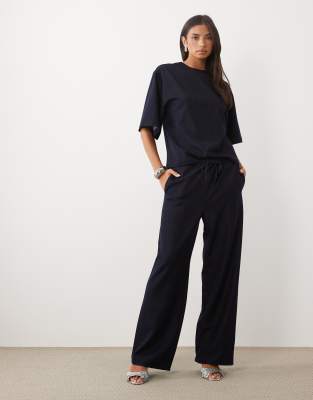 Pretty Lavish Drawstring Wide Leg Pants In Blue