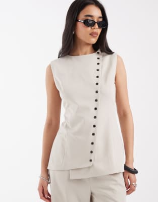 Pretty Lavish - Elegante, asymmetrische Weste in Steinbeige, Kombiteil-Neutral