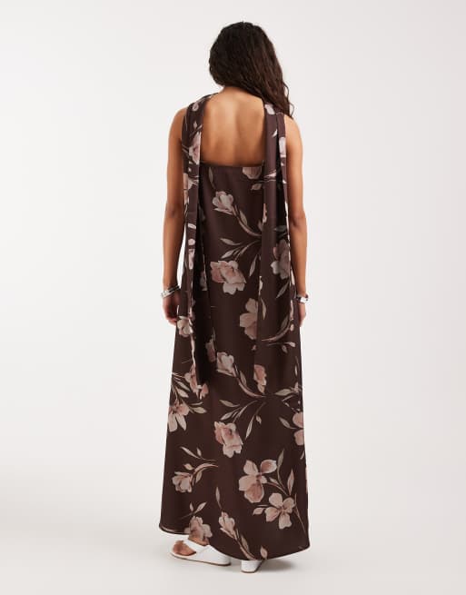 black dress brown cowboy boots Phare Silk Dress in Vintage Floral main image 0