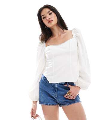 Pretty Lavish Embellished Corset Top In Oyster-white