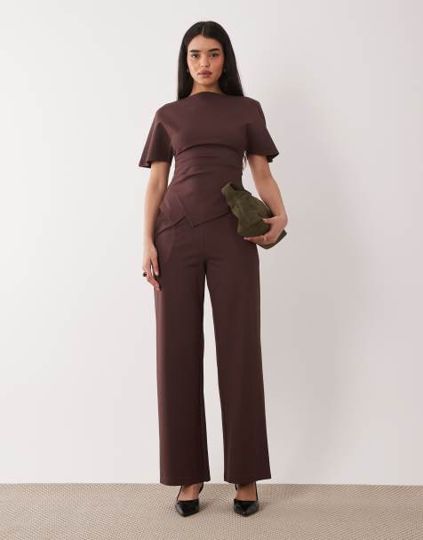 Pretty Lavish - Ensemble en jersey structuré - Marron - view 1