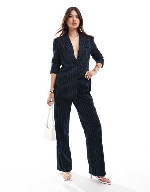 Pretty Lavish - Ensemble habillé à rayures fines - Bleu marine