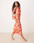 [Pretty Lavish] Pretty Lavish Ethel long sleeve jersey midaxi dress in red floral 12 Red floral