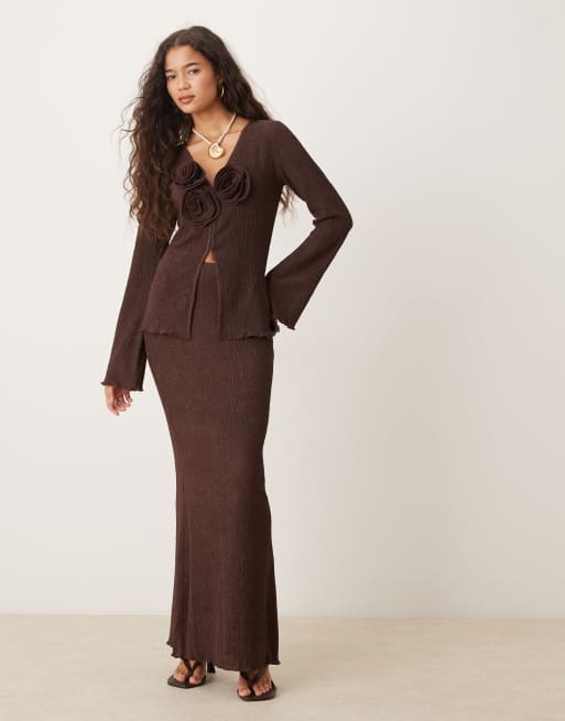 Pretty Lavish - Evalina - Brun corsage-top i krølstof - Del af sæt, 4 af 4