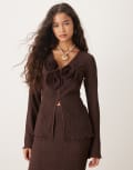 [Pretty Lavish] Pretty Lavish Evalina crinkle corsage top in brown (Part of a set) 12 Dark brown