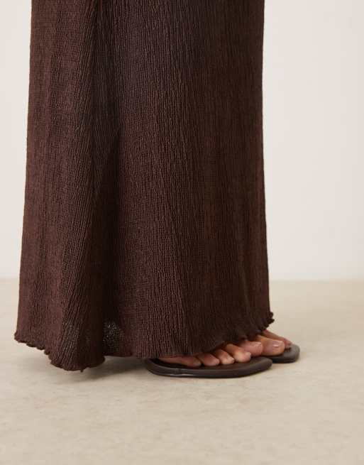 Pretty Lavish Evalina crinkle maxi skirt in brown - part of a set, 3 of 5