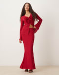 [Pretty Lavish] Pretty Lavish Evalina crinkle maxi skirt in red (Part of a set) 14 Wine