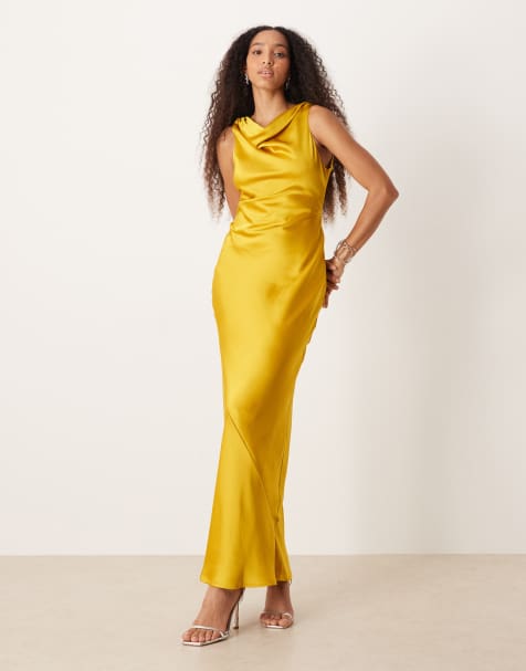 Pretty Lavish Everlee cowl maxi dress in Ochre yellow