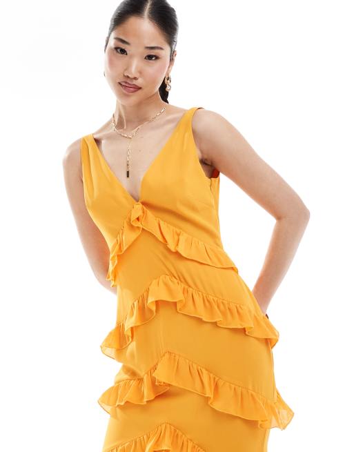 Pretty Lavish exclusive to ASOS Piper ruffle maxi dress in tangerine