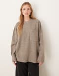 [Pretty Lavish] Pretty Lavish exposed seam pocket jumper in grey L GREY