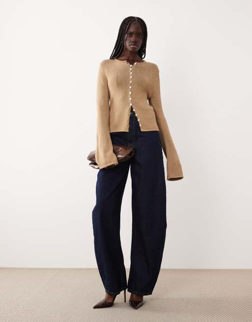 Pretty Lavish fine knit cardigan in neutral | ASOS