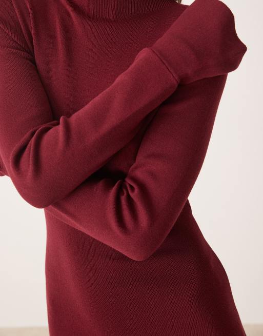 Pretty Lavish flared sleeve knit midaxi dress in burgundy, 2 of 4