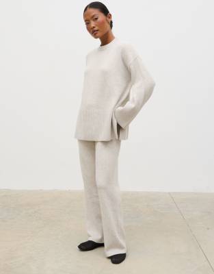 Pretty Lavish Pretty Lavish folded waistband knit trouser co-ord in light grey