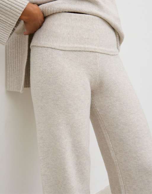 Pretty Lavish folded waistband knit trouser co-ord in light grey, 3 of 4