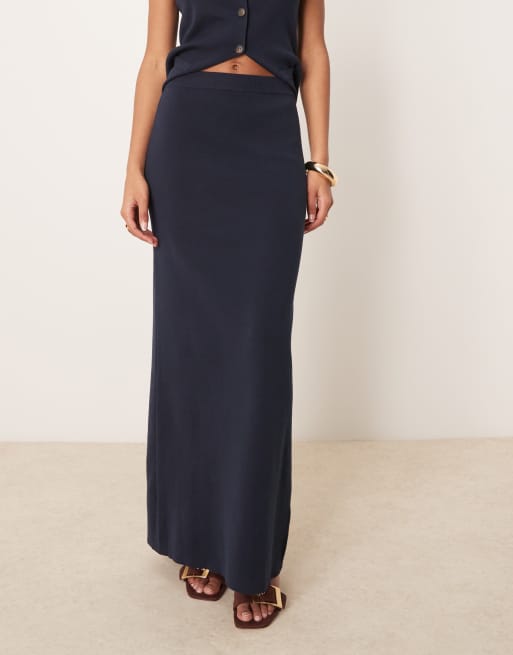 Pretty Lavish - Gebreide maxi-rok in marineblauw, deel van co-ord set, 3 van 5