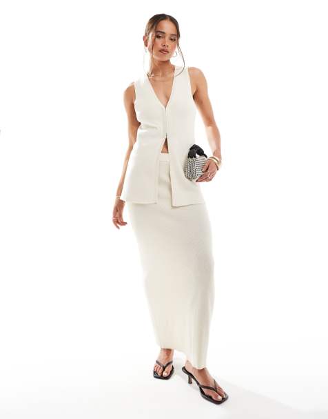 Pretty Lavish - Gehaakte maxirok in crème, deel van co-ord set - view 1