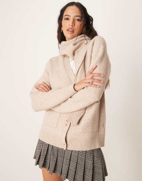 Pretty Lavish - Gilet avec écharpe - Taupe - view 1