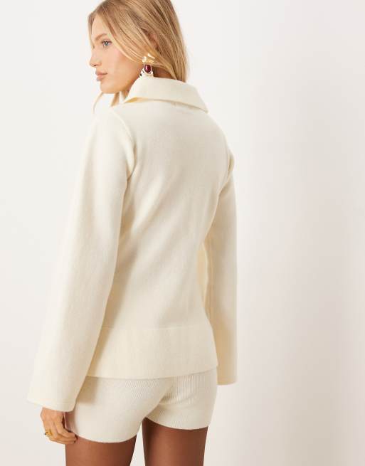 Pretty Lavish - Gilet d'ensemble en maille à col oversize - Crème, 3 de 4