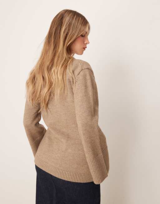 Pretty Lavish - Gilet épais en maille avec poignets larges - Taupe, 4 de 4