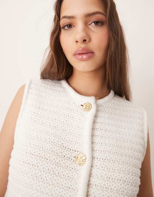 Pretty Lavish - Gilet in maglia all'uncinetto crema, 3 di 4