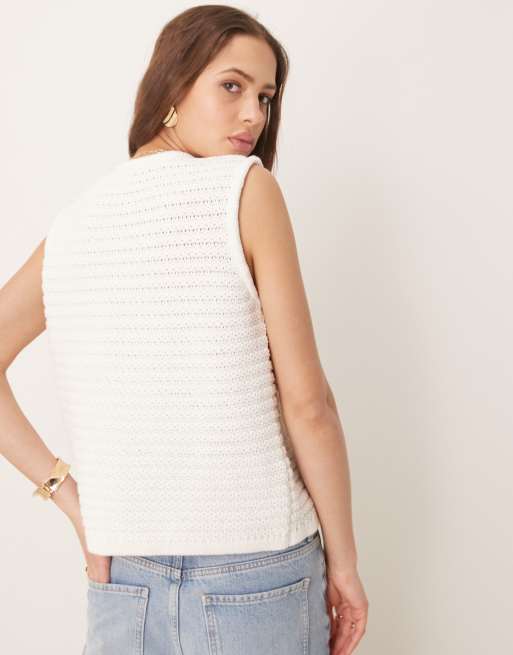 Pretty Lavish - Gilet in maglia all'uncinetto crema, 4 di 4