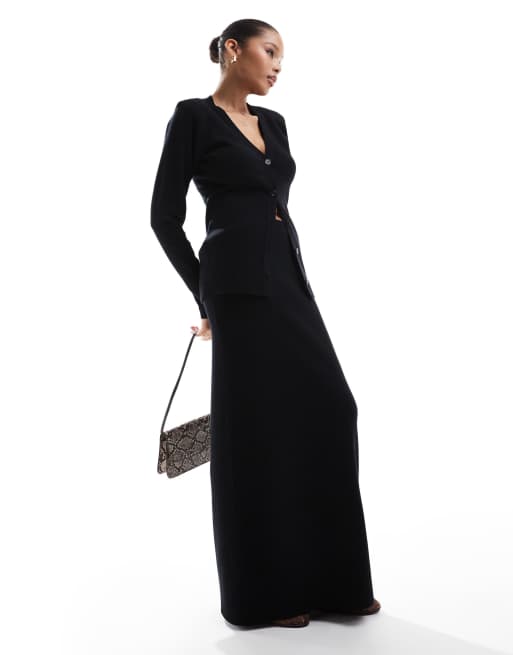 Pretty Lavish - Gonna lunga in maglia a coste nera in coordinato