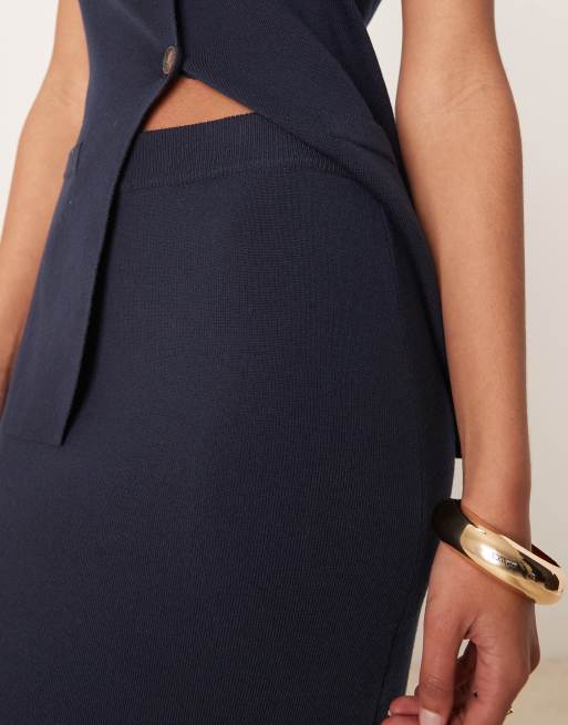 Pretty Lavish - Gonna lunga in maglia blu navy in coordinato, 2 di 5