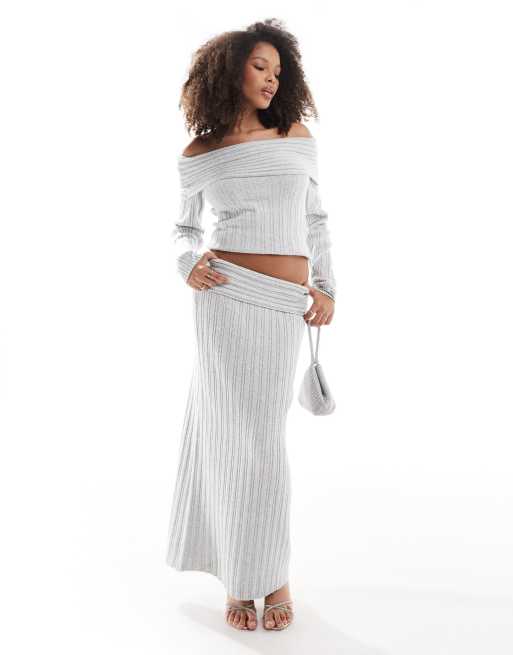 Pretty Lavish - Gonna lunga in maglia comoda grigia in coordinato