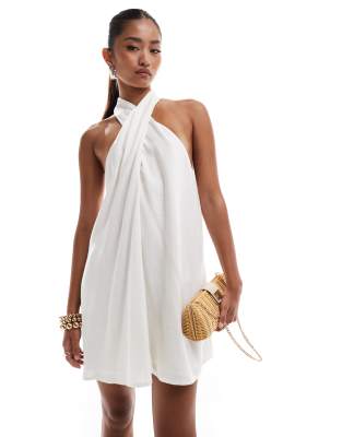 Pretty Lavish Halter Mini Shift Dress In White